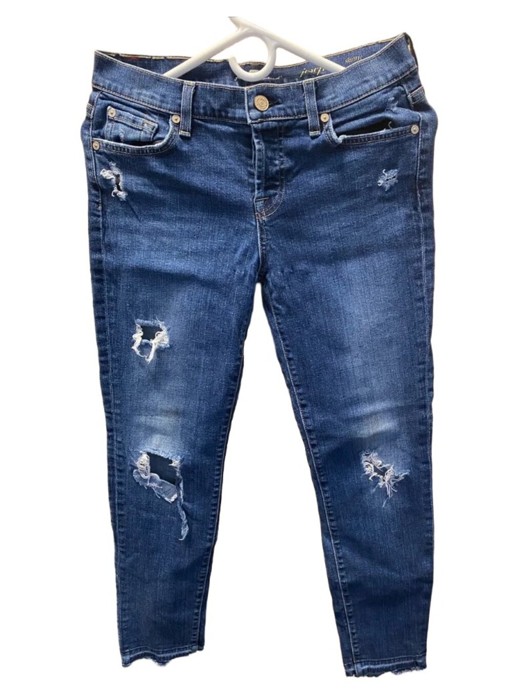 Ripped Dark Blue Ankle Jeans - Slim  Style size 6 * 7 For All Mankind